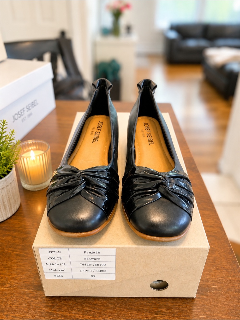 Josef Seibel Fenja 28 Black Ballet Flats – EU 37 / US Women’s 6.5–7